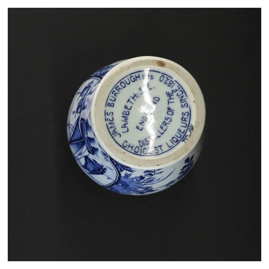 Blåt og hvidt porcelænskrukke (str. 23 x 11 cm)