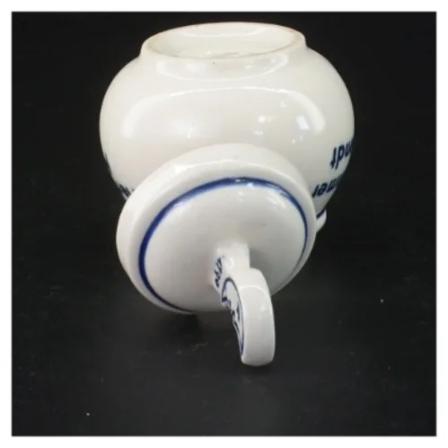 Porcelænskrukke med blåt mønster (str. 10 x 7 cm)