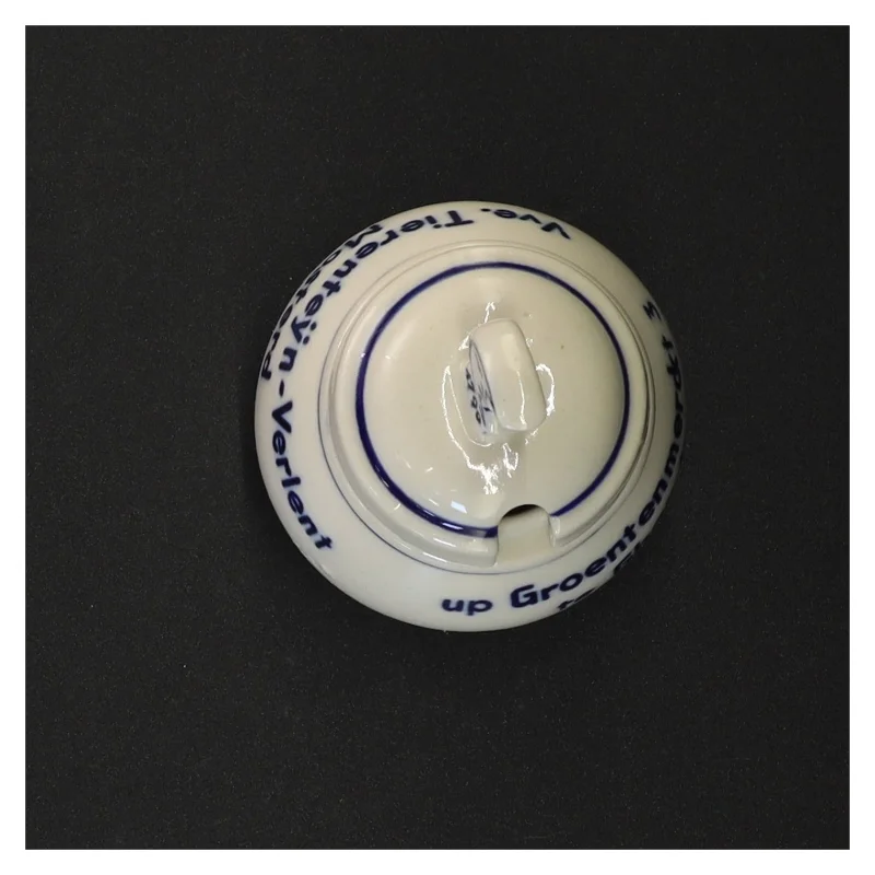 Porcelænskrukke med blåt mønster (str. 10 x 7 cm)