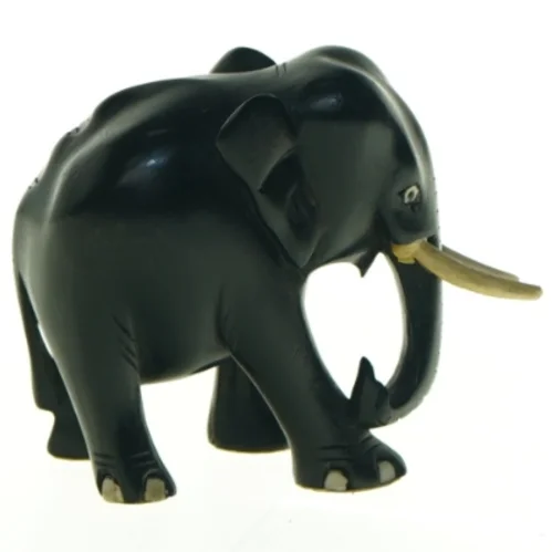 Sort elefantfigur i træ (str. 11 x 9 cm)