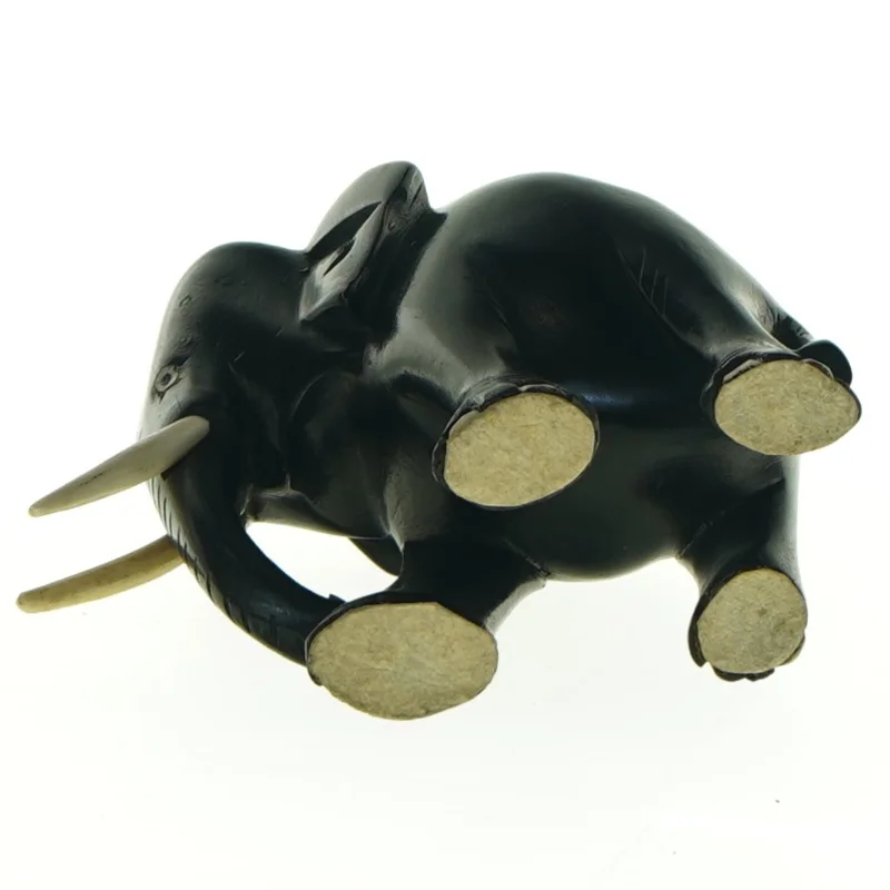 Sort elefantfigur i træ (str. 11 x 9 cm)