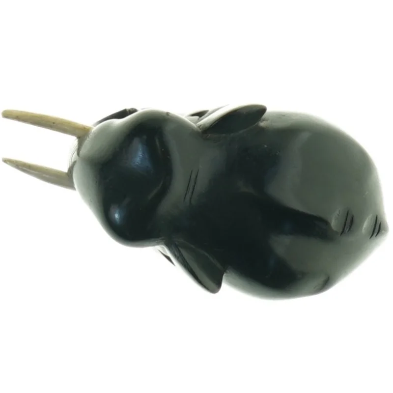 Sort elefantfigur i træ (str. 11 x 9 cm)