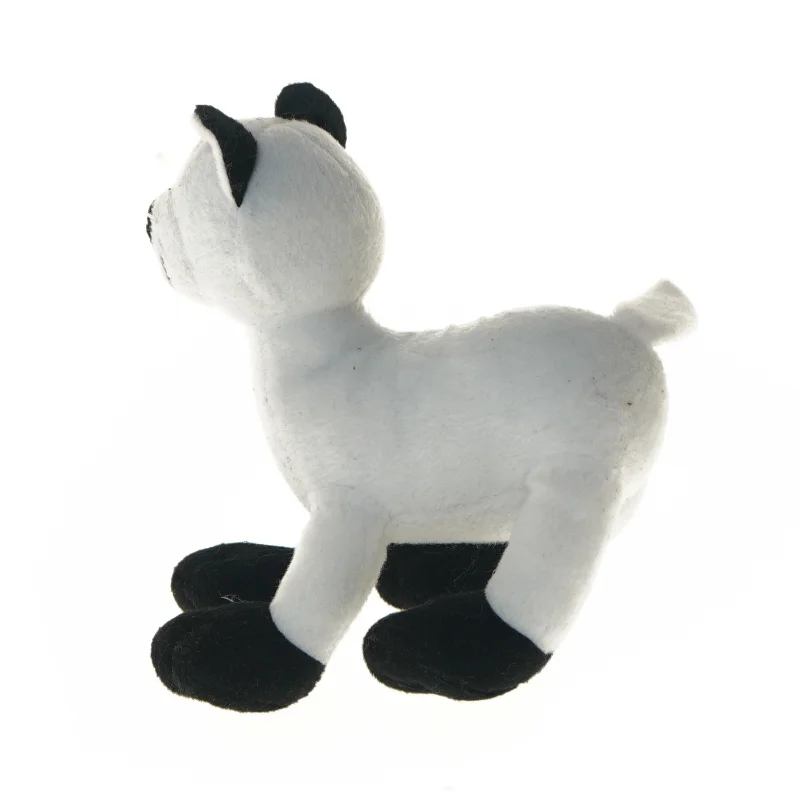 Hvid og sort tøjbamse kat (str. 17 cm)