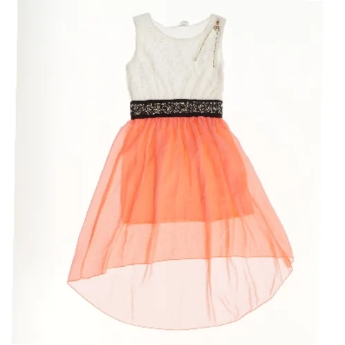 Pige kjole med skørt og detaljer (str. 140)