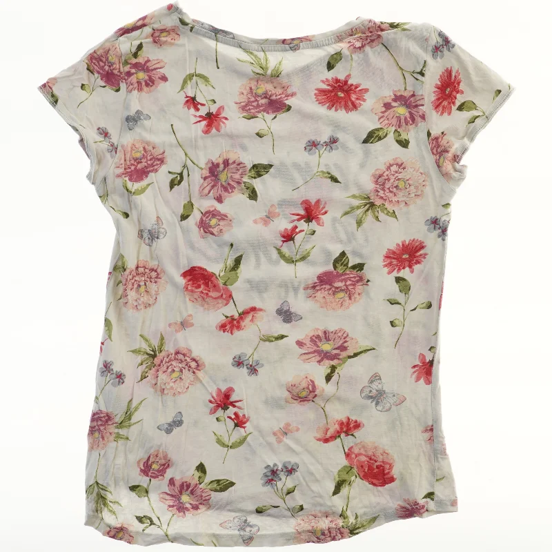 Kortærmet blomstret T-shirt fra H&M (str. 158)
