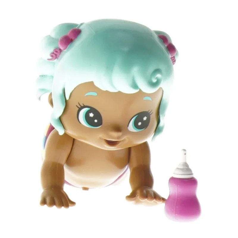 Plastikdukke med lyseblåt hår (str. 11 cm)