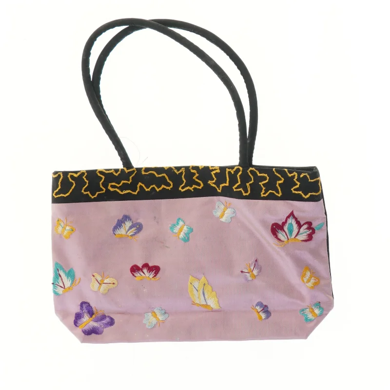 Broderet skuldertaske med sommerfugle (str. 18x31 cm)