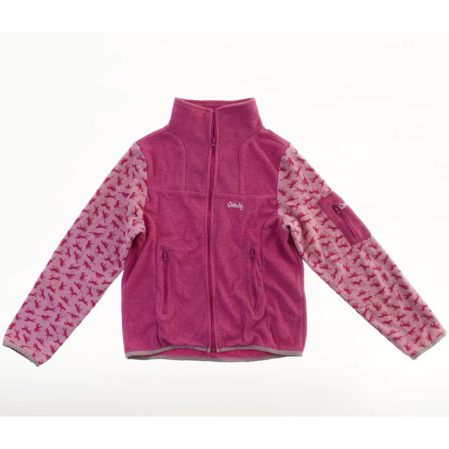 Pink fleecejakke med mønstrede ærmer fra Wendy (str. 146)