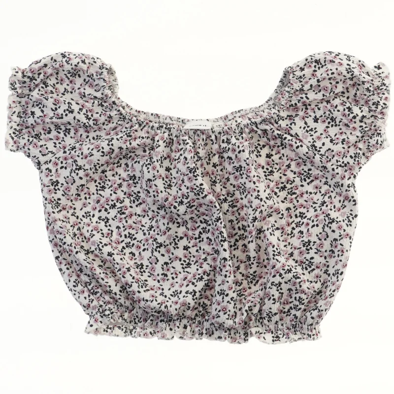 Blomstret bluse med korte ærmer fra Name It (str. 122)