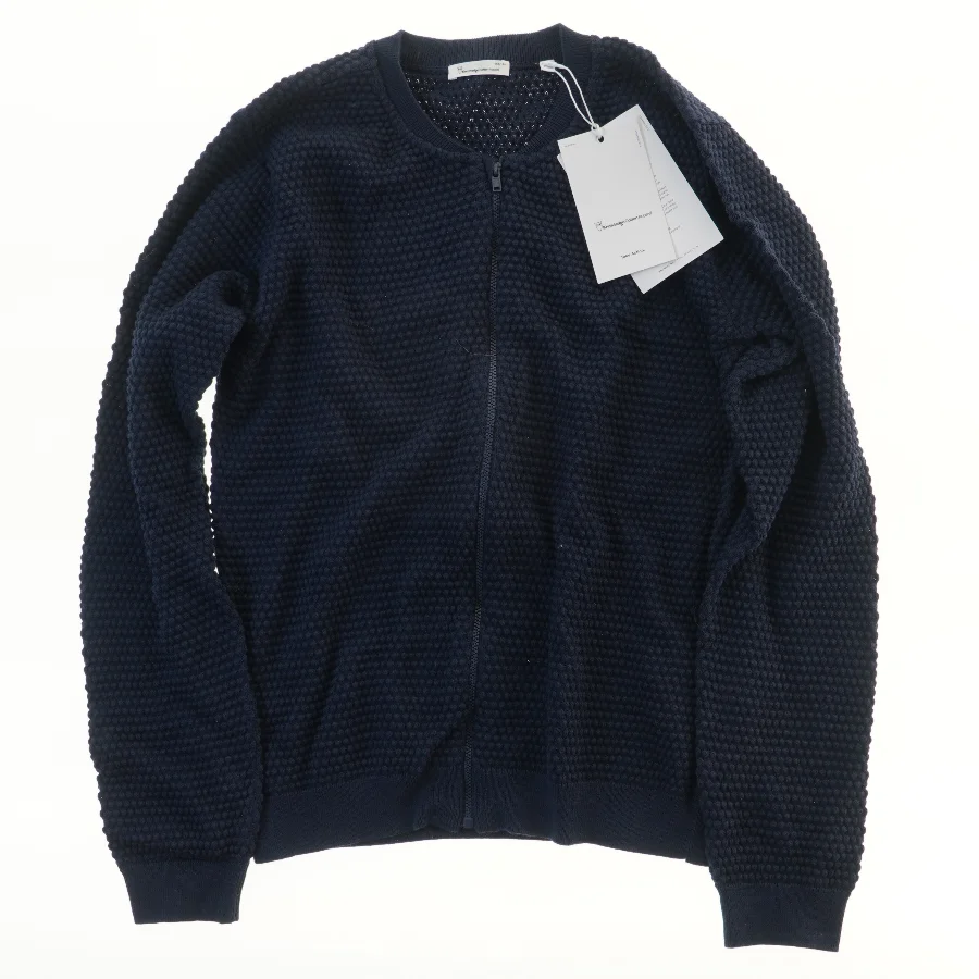 NY Mørkeblå cardigan med lynlås fra Knowledge Cotton Apparel (str. 158)