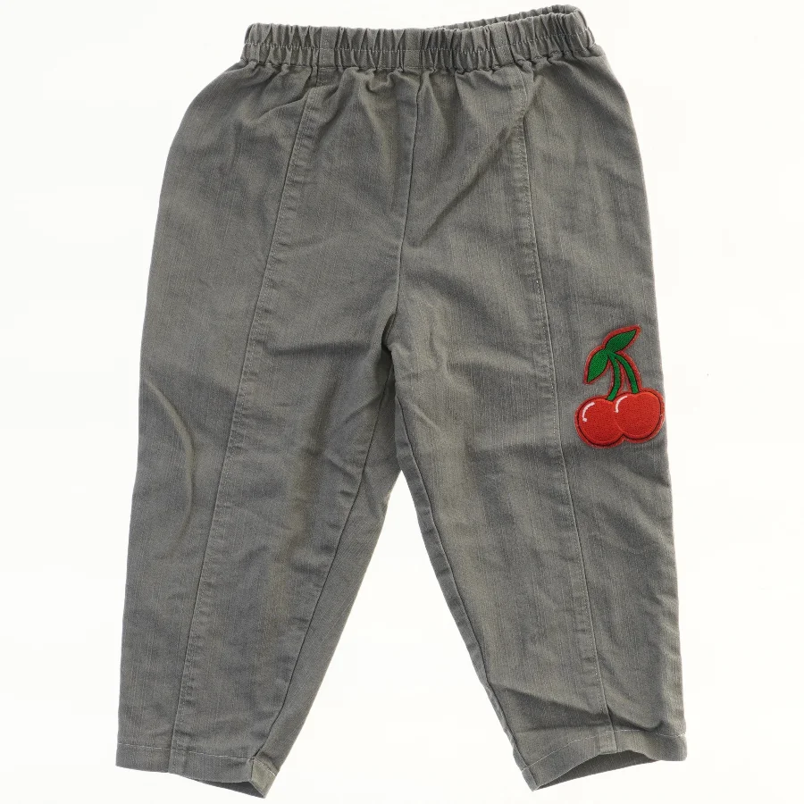 Designer-børnebukser med kirsebær broderi (str.  længde 52 cm, talje 24 cm)