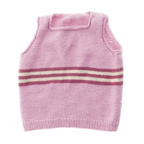 Strikket vest (str. Bryst, 32 cm. længde, 35 cm)