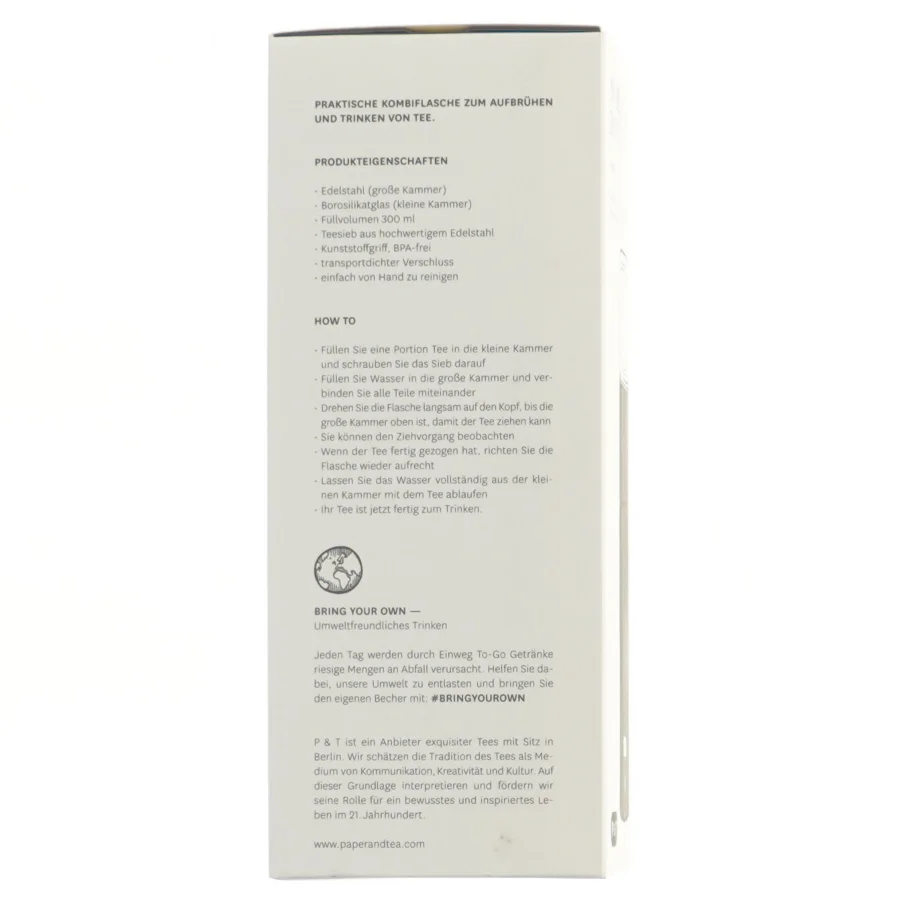 Nomad flaske til te-brygning fra P & T (str. 22x7 cm)
