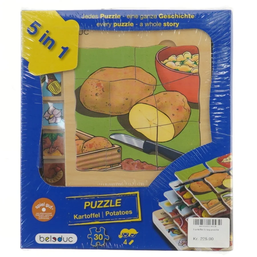 5-i-1 kartoffel puslespil fra Beleduc (str. 20,5x18 cm)