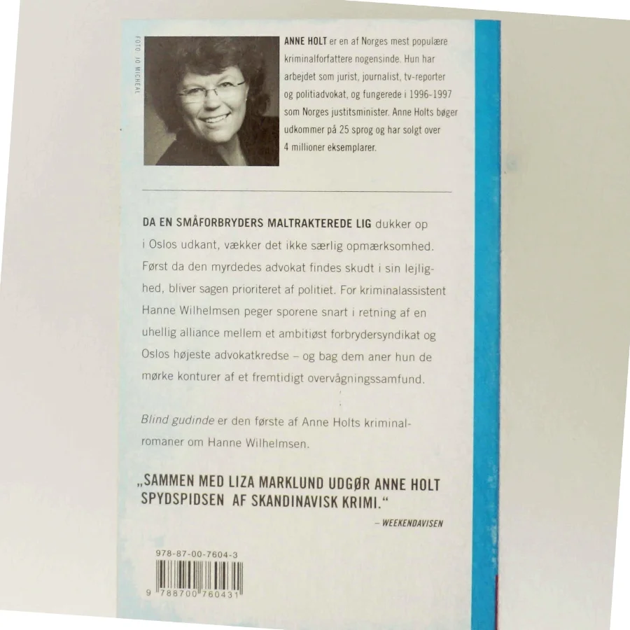 Anne Holt - Blind Gudinde Bog fra Gyldendal