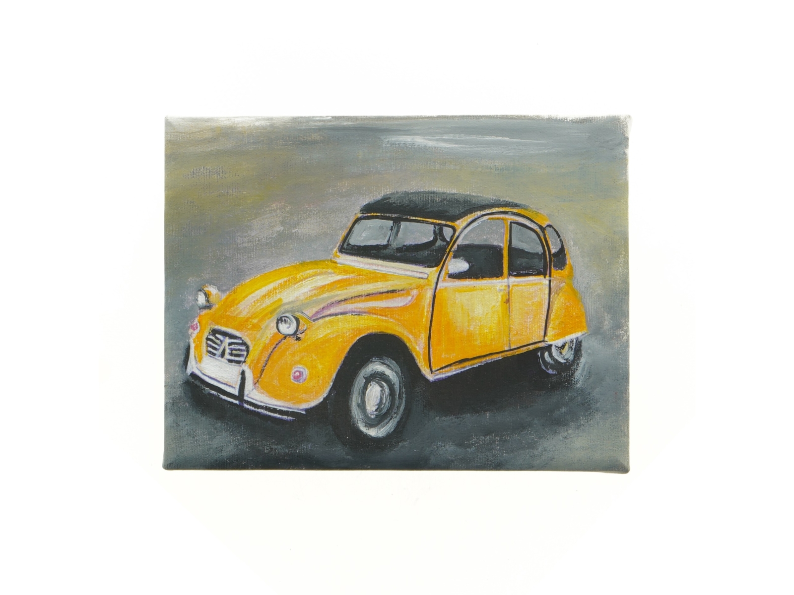 Håndmaletbillede af Citroën 2CV (str. 22 x 17 cm)