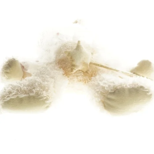 Hvid bamse med kjole og tryllestav fra Bamse Kompagniet (str. 35x25 cm)