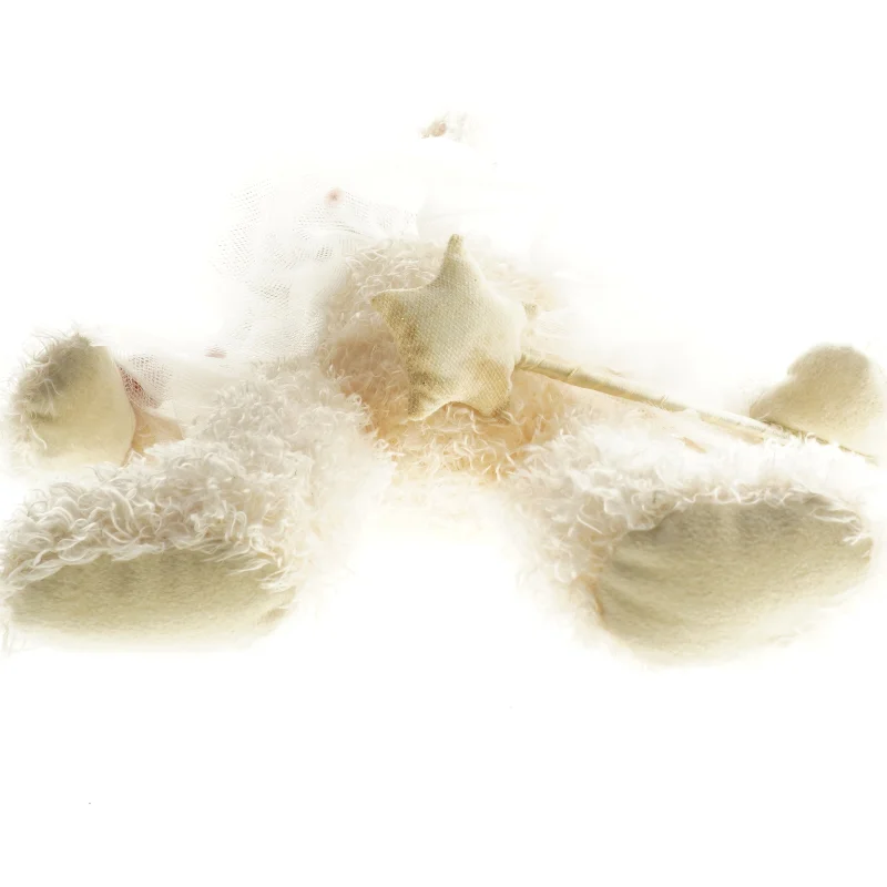 Hvid bamse med kjole og tryllestav fra Bamse Kompagniet (str. 35x25 cm)