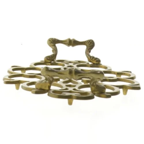 Antikt grydeunderlag / bordskåner i messing (24 cm)