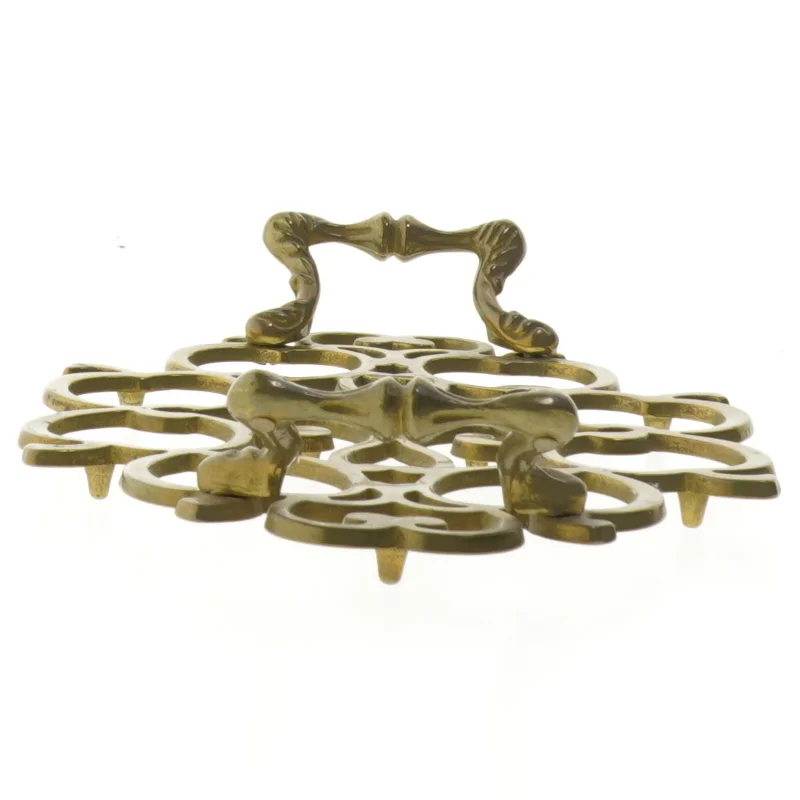 Antikt grydeunderlag / bordskåner i messing (24 cm)