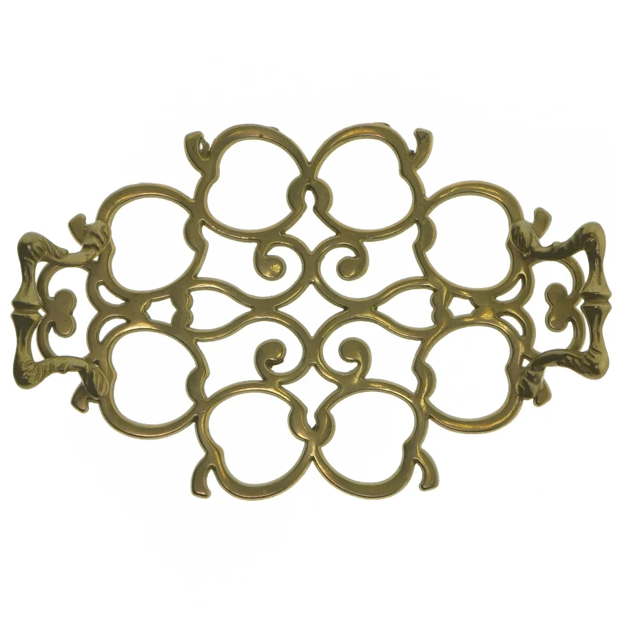 Antikt grydeunderlag / bordskåner i messing (24 cm)