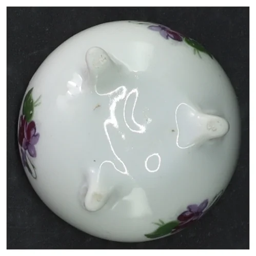 Porcelæns bonbonniere med blomstermotiv (str. Ø. 7,5 cm)