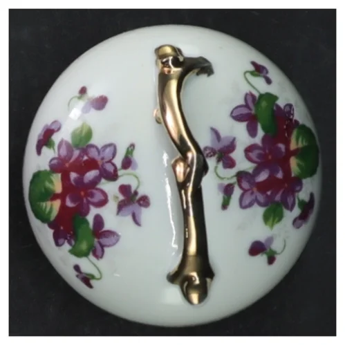 Porcelæns bonbonniere med blomstermotiv (str. Ø. 7,5 cm)