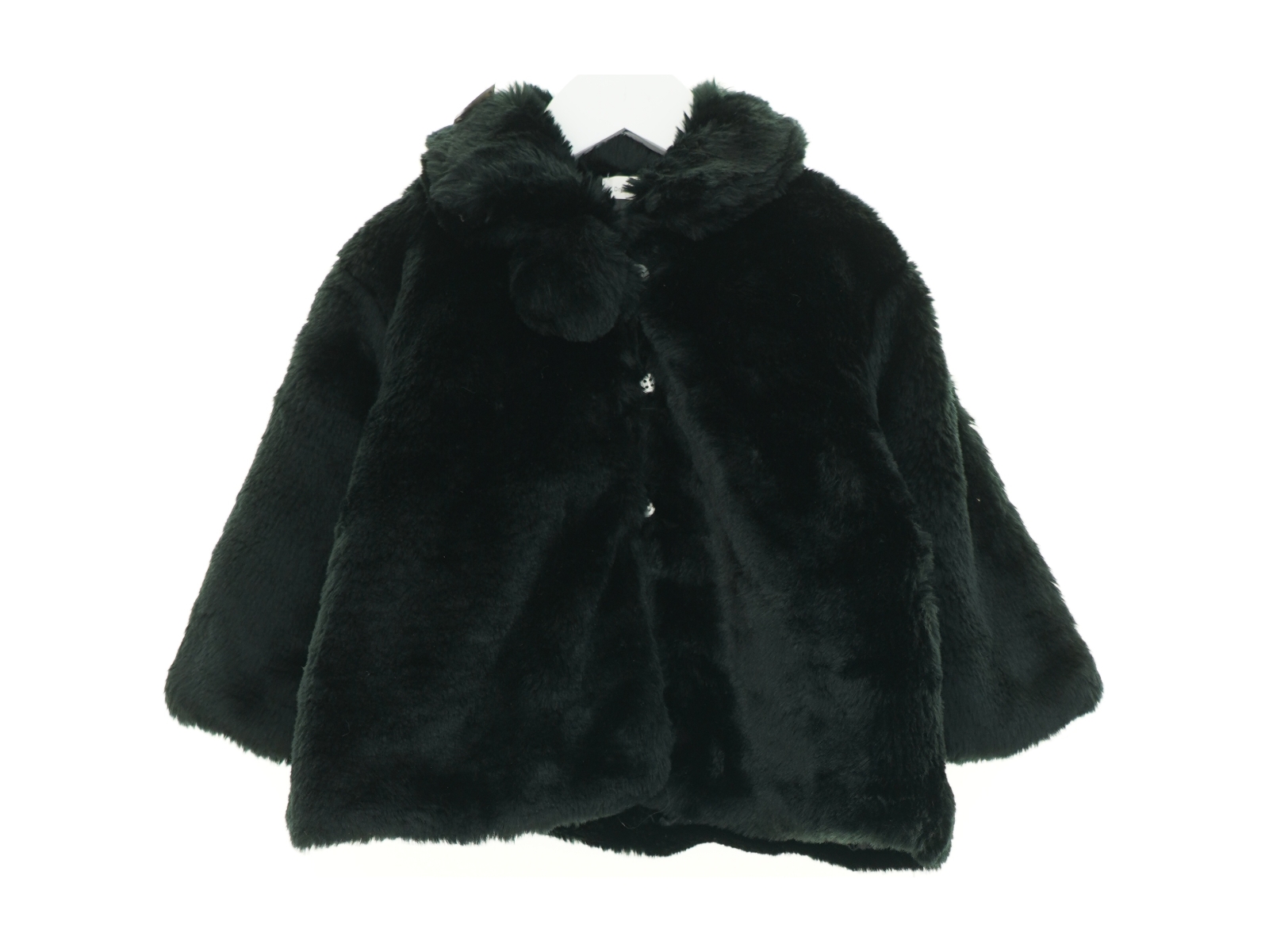 Pelsfrakke i sort fake fur (str. 98 cm)