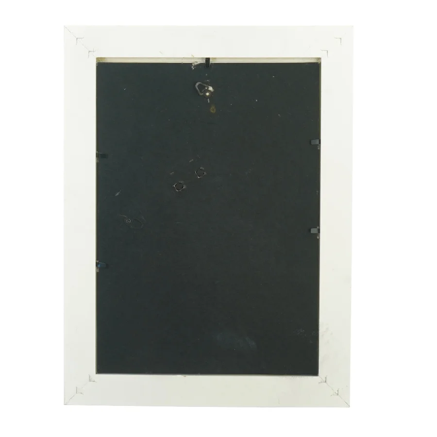 Stofbillede af Bamse og kylling i hvid ramme