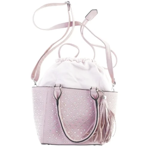 Dametaske i lyserød læder med glassten