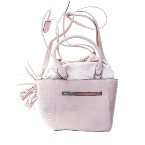 Dametaske i lyserød læder med glassten