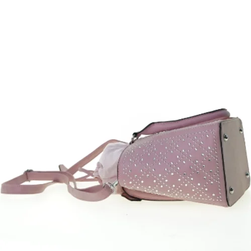 Dametaske i lyserød læder med glassten