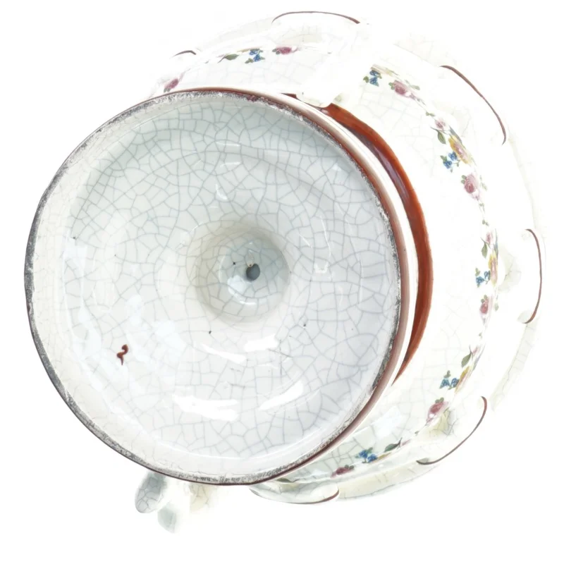 Opsats i porcelæn med blomstermotiv. (Højde 15 cm. Bredde 20 cm.)