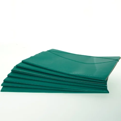 Syv grønne blanke A4 mapper med elastiklukning