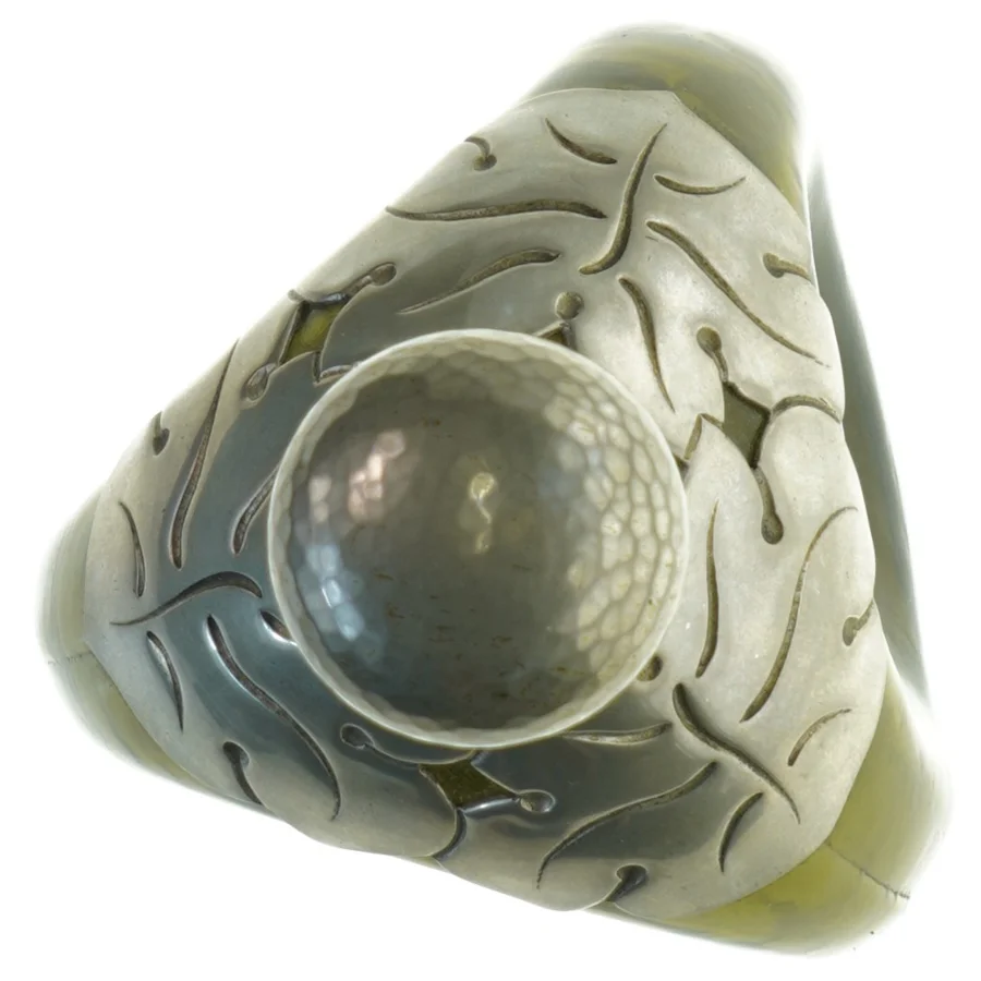 Dekorativ klukflaske / glaskaraffel med tinudsmykning (23x11 cm)