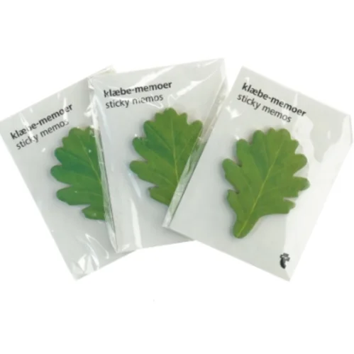 Klæbe-memoer i egebladsform fra Tiger (str. 8 cm)