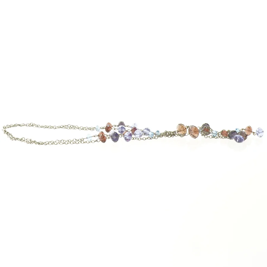 Halskæde med klare facetslebne glasperler i blå og lilla nuancer  (str. 45 cm)