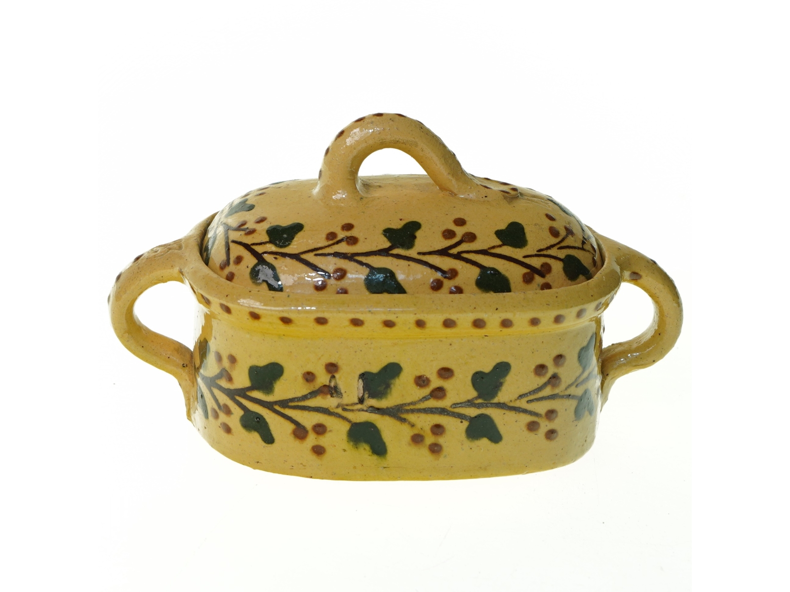Keramik smål med låg (str. 14 x 9 x 6 cm)