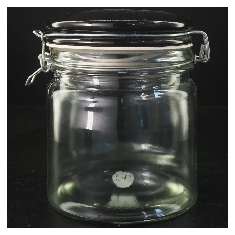 Opbevaringsglas med sort låg (str. 18 cm)