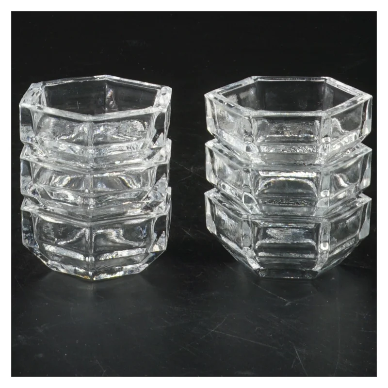 Sæt med seks glasfyrfadsstager (str. Ø. 5,5 cm. 6 styk)