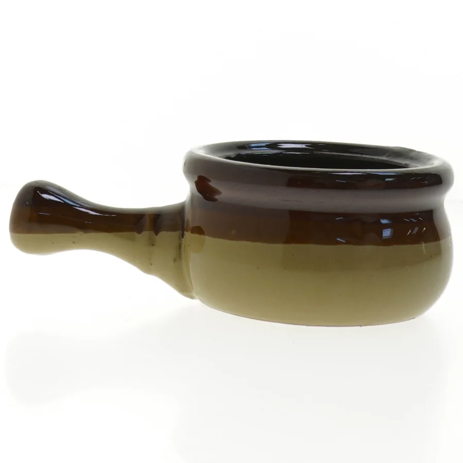 Keramisk lågkrukke med håndtag (str. Ø 12 cm)