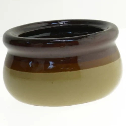 Keramisk lågkrukke med håndtag (str. Ø 12 cm)