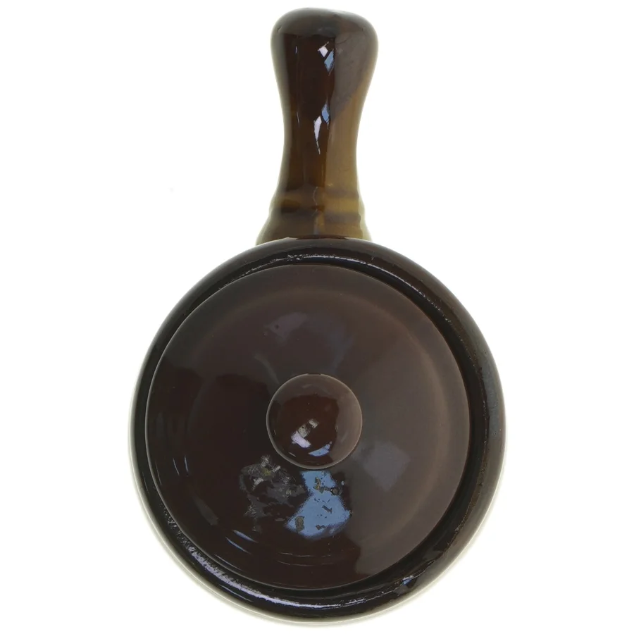 Keramisk lågkrukke med håndtag (str. Ø 12 cm)