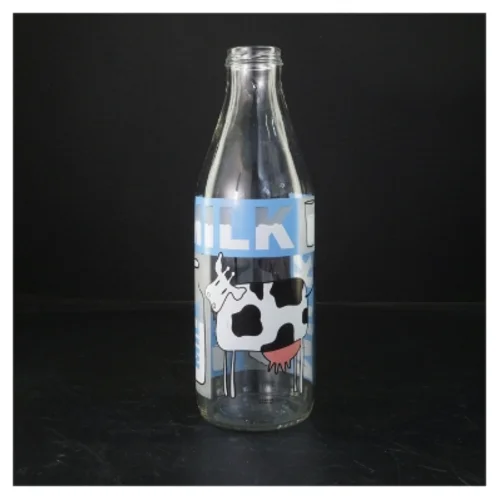 Glasflaske med ko-motiv fra Cerve (str. 26 cm)