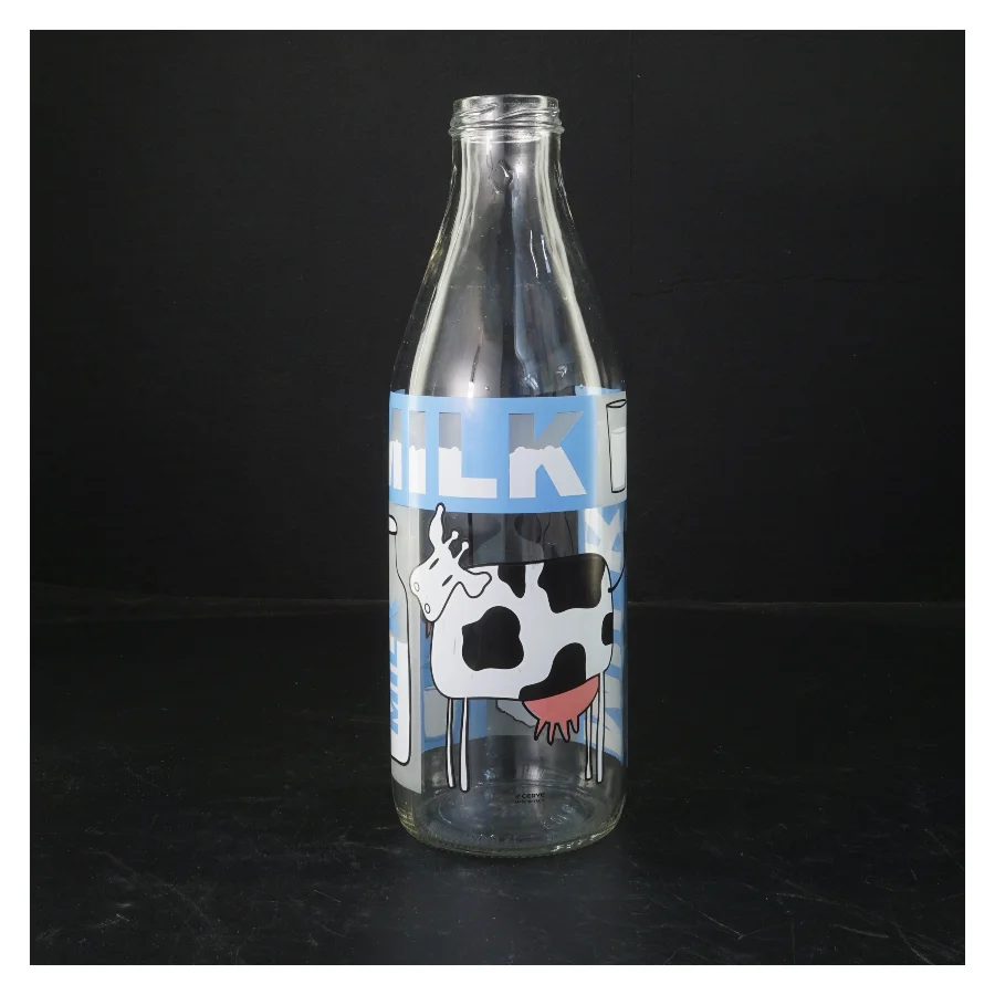 Glasflaske med ko-motiv fra Cerve (str. 26 cm)