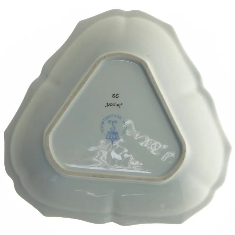 Porcelænsskål med fugledekoration fra Oscar Schlegelmilch (str. Ø 17 cm)