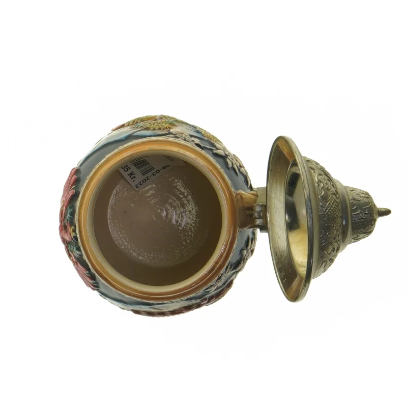 Tysk keramisk ølkrus med låg (str. 16 cm)