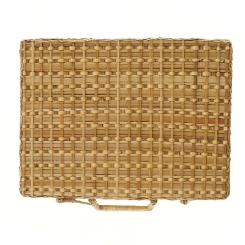 Flettet picnic kurv med låg (str. 41x31x16 cm)