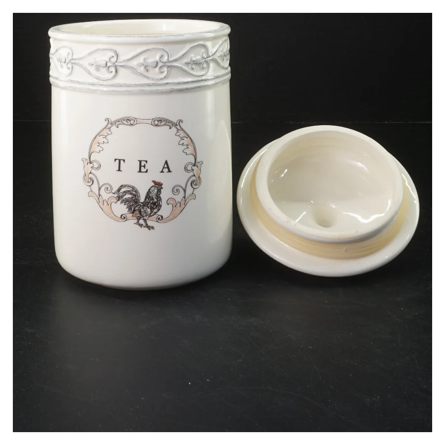 Keramisk tebeholder med låg (str. 20x11 cm)