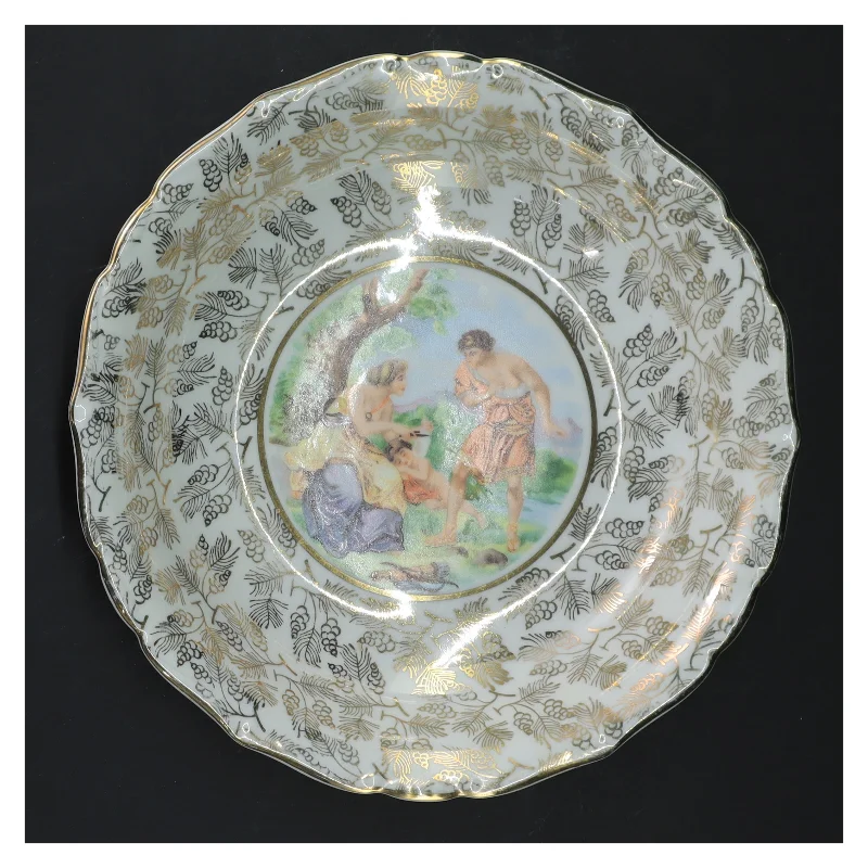 Dekorativ tallerken med guldmønster fra Bavaria (str. Ø 20 cm)